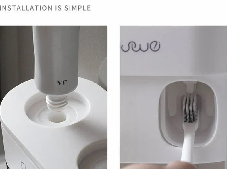 Wall Mounted Automatic Toothpaste Squeezer Toothpaste Dispenser Magnetic Toothbrush Holder Toothpaste Rack Bathroom Accessories