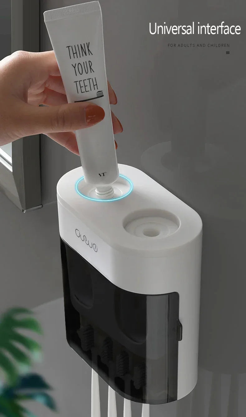 Wall Mounted Automatic Toothpaste Squeezer Toothpaste Dispenser Magnetic Toothbrush Holder Toothpaste Rack Bathroom Accessories