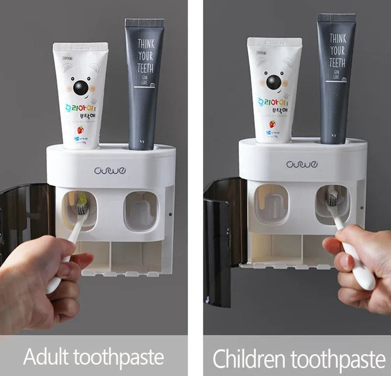 Wall Mounted Automatic Toothpaste Squeezer Toothpaste Dispenser Magnetic Toothbrush Holder Toothpaste Rack Bathroom Accessories