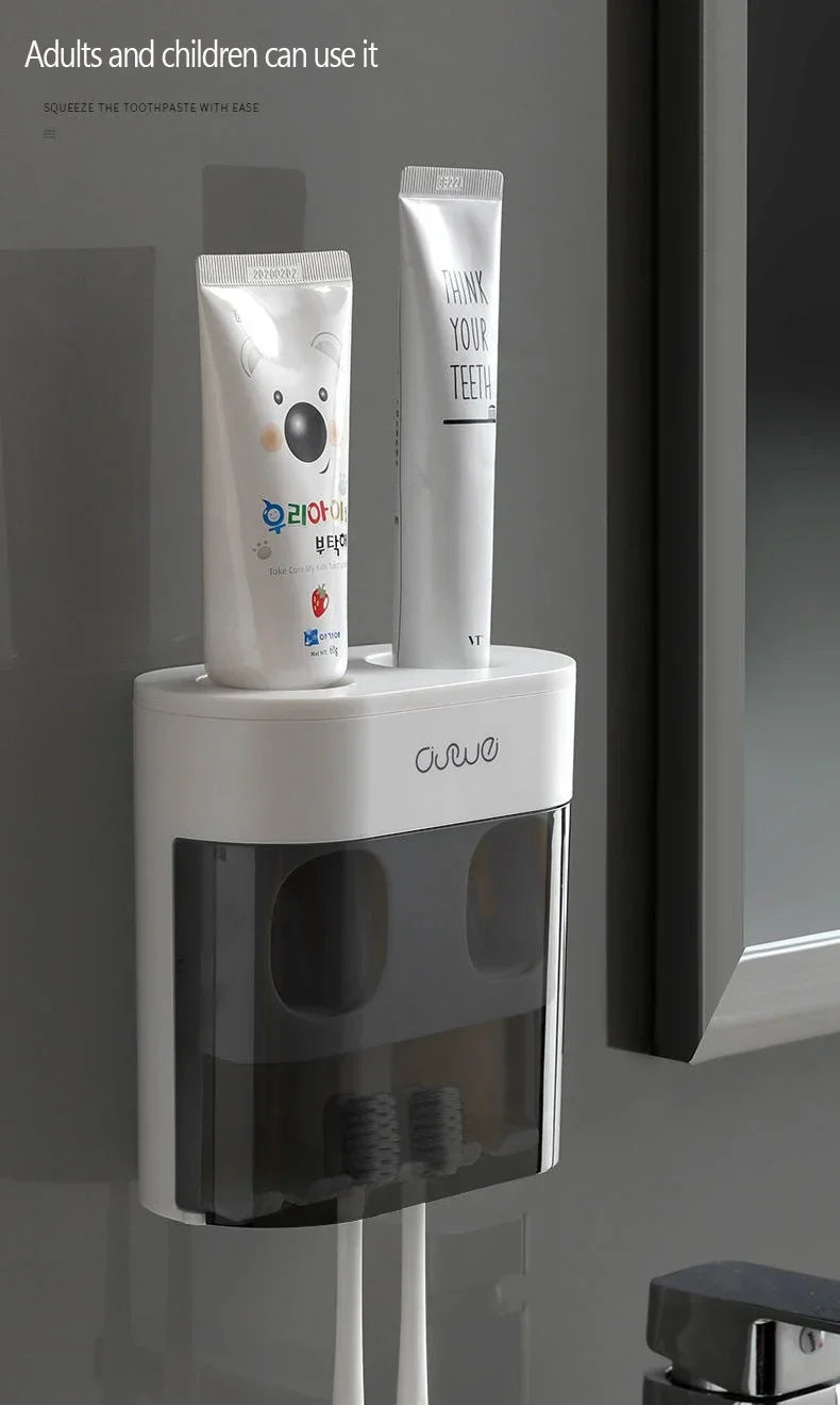 Wall Mounted Automatic Toothpaste Squeezer Toothpaste Dispenser Magnetic Toothbrush Holder Toothpaste Rack Bathroom Accessories
