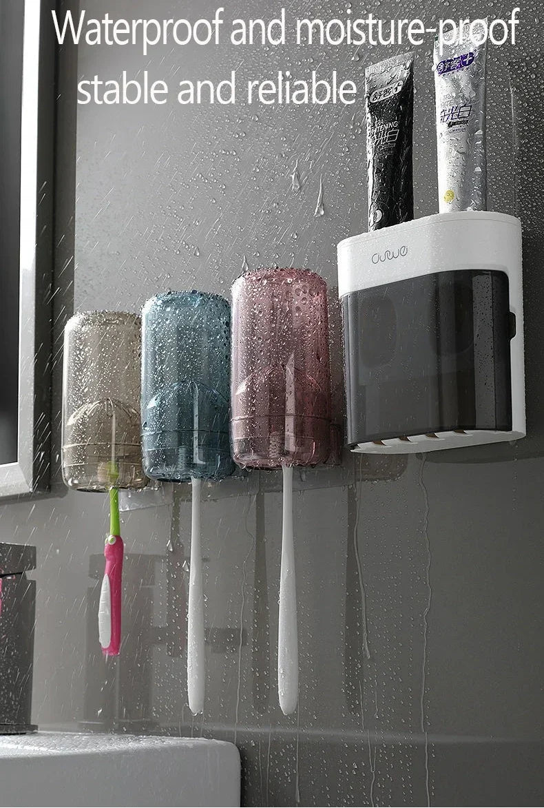 Wall Mounted Automatic Toothpaste Squeezer Toothpaste Dispenser Magnetic Toothbrush Holder Toothpaste Rack Bathroom Accessories