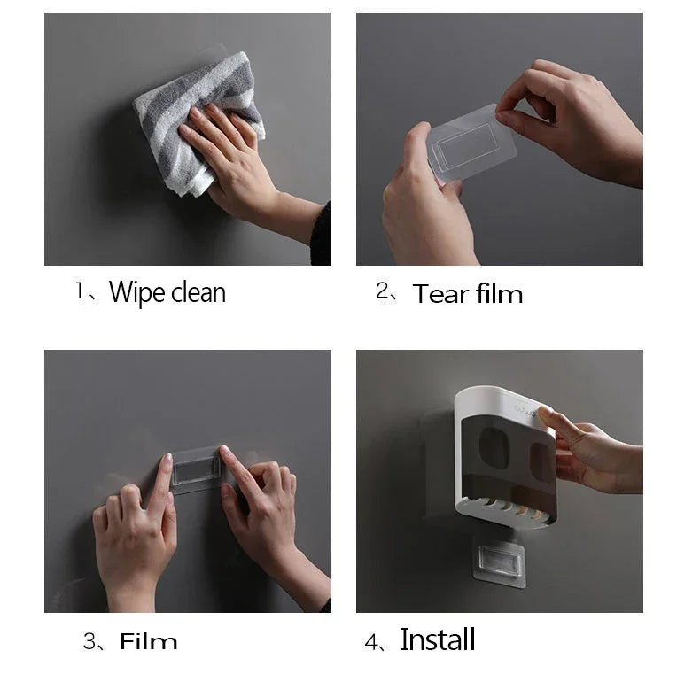 Wall Mounted Automatic Toothpaste Squeezer Toothpaste Dispenser Magnetic Toothbrush Holder Toothpaste Rack Bathroom Accessories
