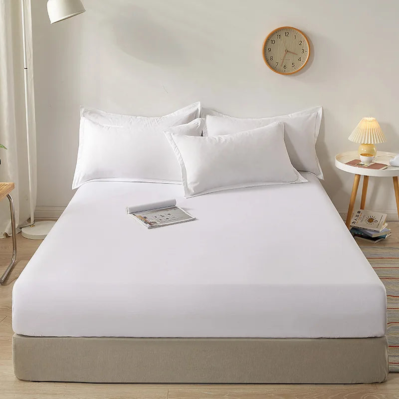 Premium 100% Cotton Fitted Sheet with Elastic Bands – Non-Slip, Adjustable Mattress Cover for Summer Comfort (160x200cm, Queen Size)