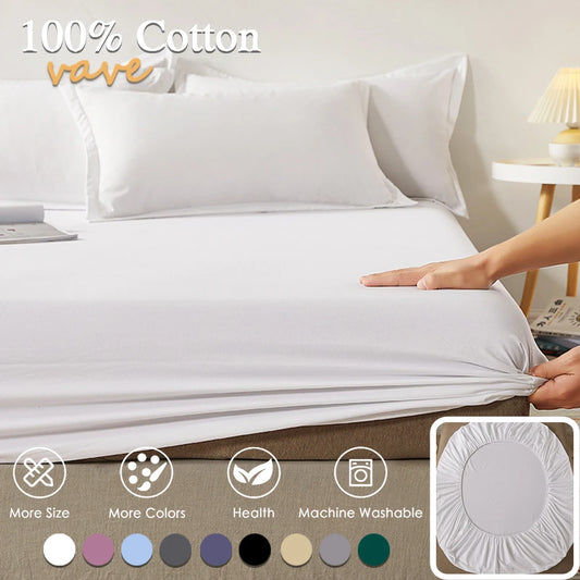 Premium 100% Cotton Fitted Sheet with Elastic Bands – Non-Slip, Adjustable Mattress Cover for Summer Comfort (160x200cm, Queen Size)