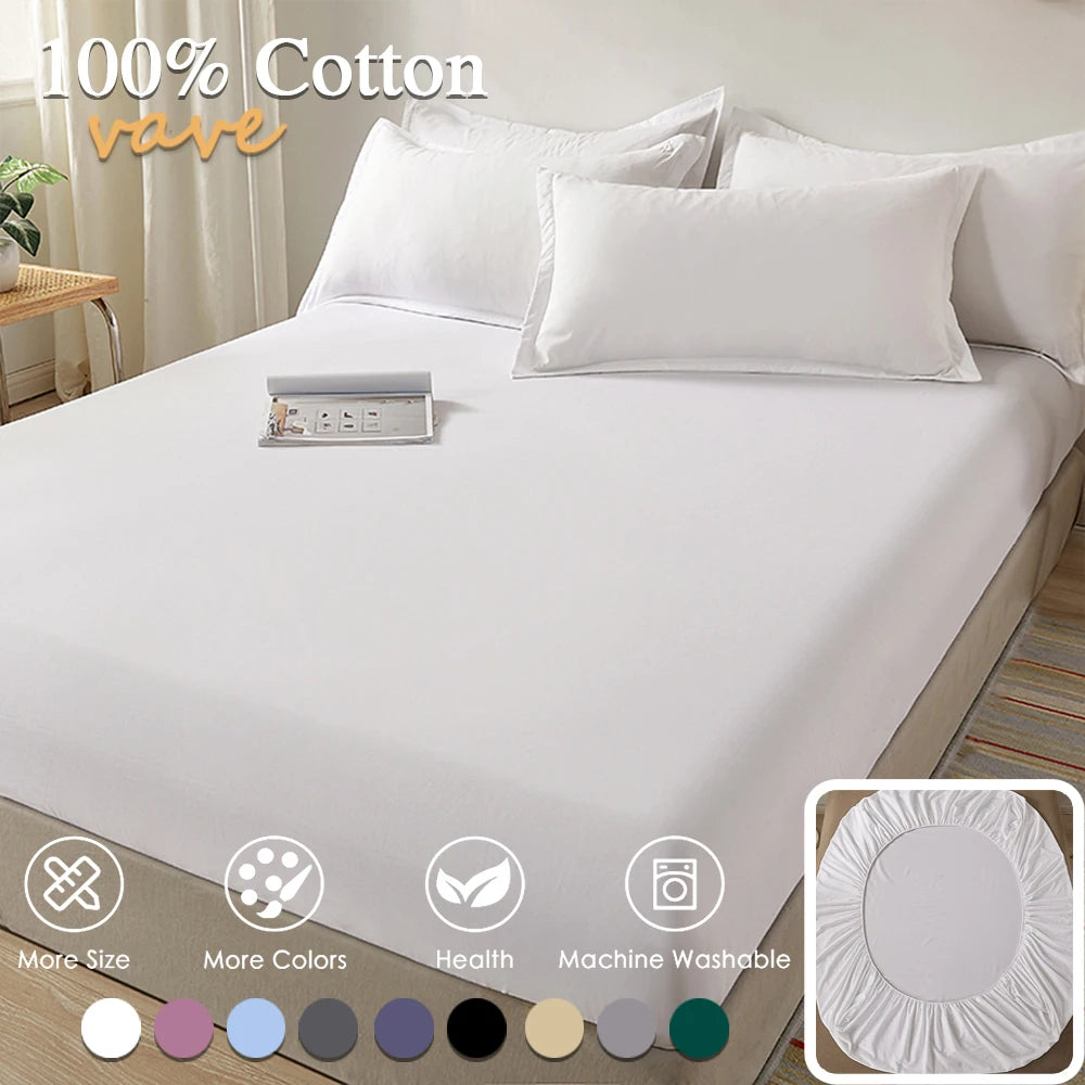 Premium 100% Cotton Fitted Sheet with Elastic Bands – Non-Slip, Adjustable Mattress Cover for Summer Comfort (160x200cm, Queen Size)